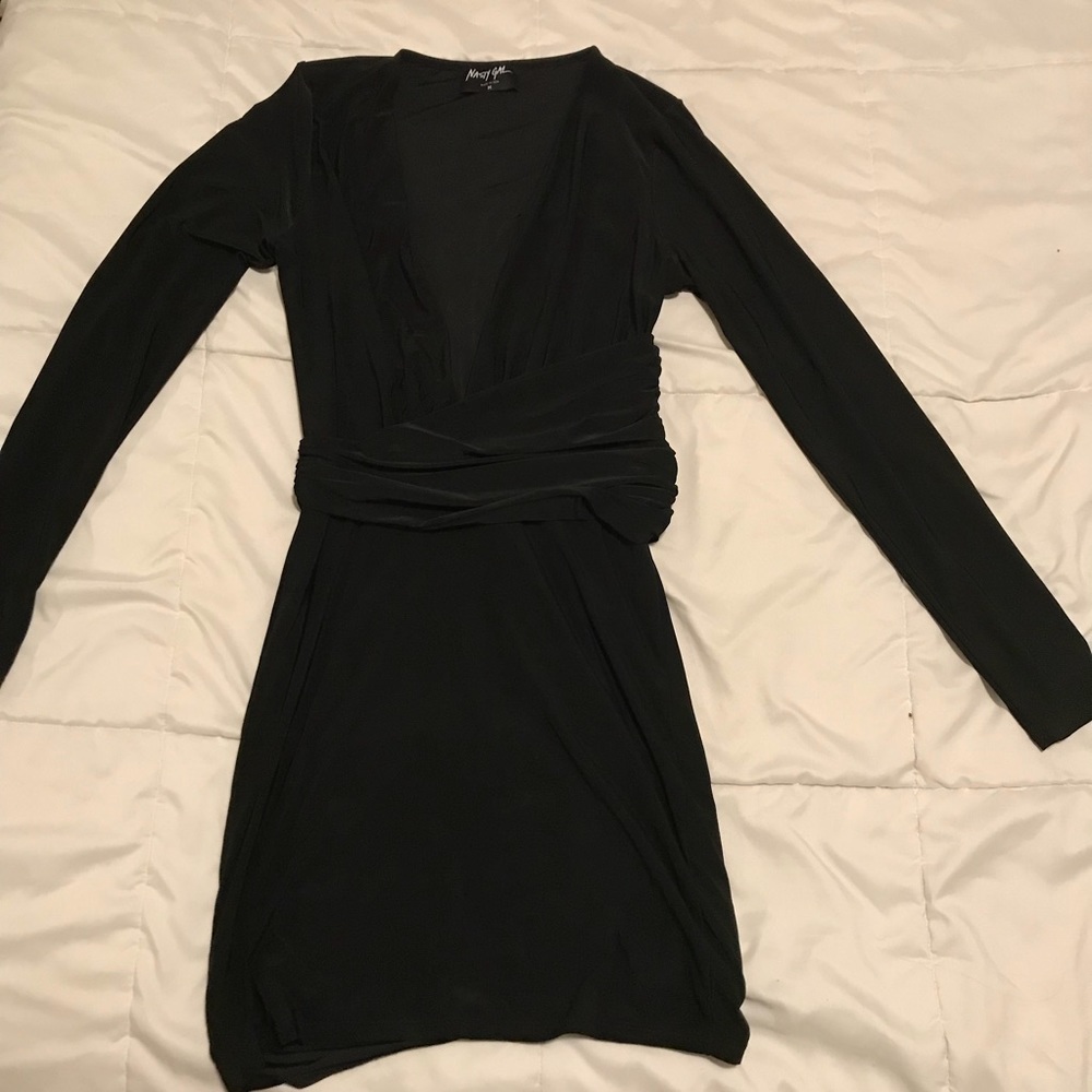 Long-Sleeve Low-Cut Dress